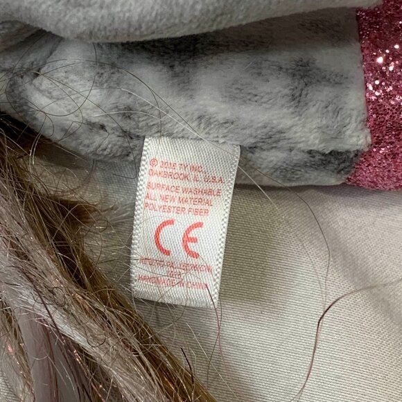 Ty Beanie Boos Cinnamon Unicorn Gray Dappled Pink Glitter Eyes Plush Stuffed - Picture 12 of 12